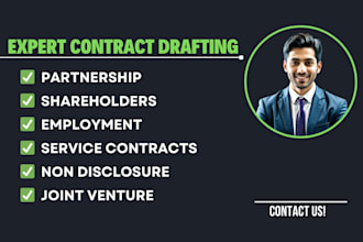 draft precise jointventure, partnership, shareholder, employment contracts