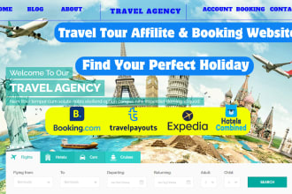 build wordpress hotel, flights and ticket booking affiliate website