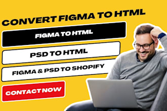 convert figma, PSD to HTML, bootstrap, shopify responsive website