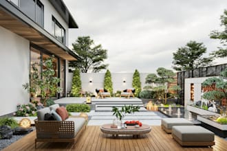 design your backyard, garden, terrace, realistic landscape