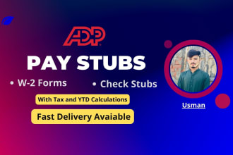 create adp pay stubs, check stubs, w2 forms for apt flat car