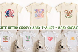 create cute kids tshirt designs or baby onesie designs