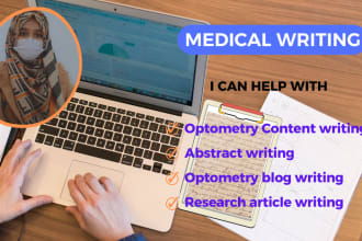 write optometry and ophthalmology research articles for you