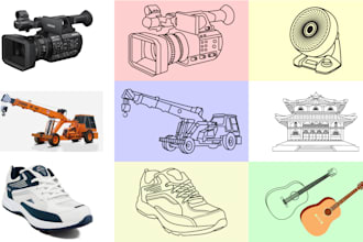 draw solid vector line art illustrations of your technology product or image