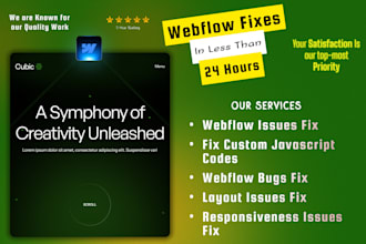fix webflow issues, fix custom javascript codes, webflow bugs fix, layout issues