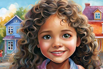 do realistic children illustrations, storybook cover design