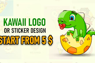 design cute kawaii logo and cartoon stickers
