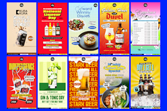 design edgy cocktail, beer, drink, food poster for bar