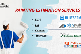 do detail painting, wallcovering material takeoff, cost estimation