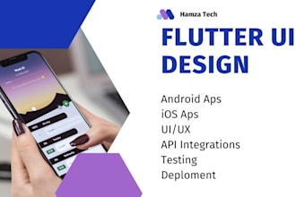 develop flutter front end UI for android and ios
