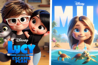 create a disney pixar art style illustration with ai