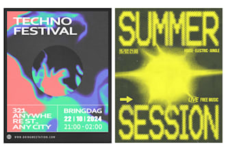 design flyer disco, rave, techno, retro, hiphop, edgy for your event