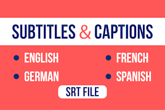 add subtitles and closed captions to english, german, spanish and french