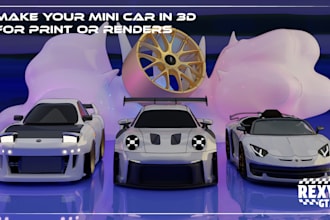 make a 3d mini car to print or animate