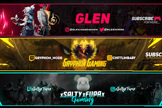 design youtube banner, twitch banner, gaming banner