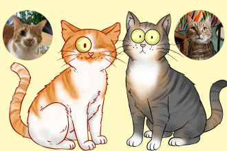 draw a unique and cute pet cat illustration