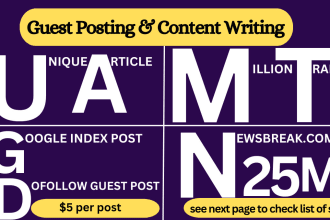 write and publish article on premium sites, premium guest post for link building