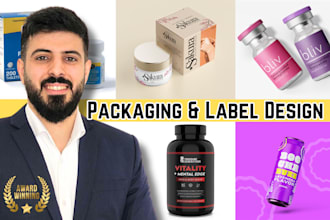 do brand product packaging box design, amazon package, label, pouch