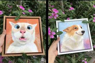 paint a pet portrait on canvas with free shipping
