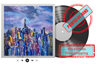 paint your album cover in real oil painting on canvas with free shipping