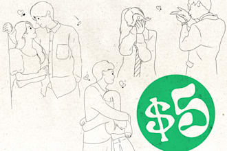 draw your partner into a beautiful cartoon line art portrait