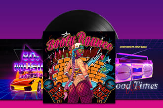 design 80s retro music cover, album cover or mixtape cover