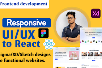 convert figma, psd, HTML to reactjs websites with tailwind or bootstrap