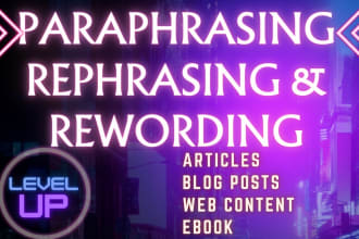 manually edit, paraphrase, proofread, rewrite, rephrase and reword your content