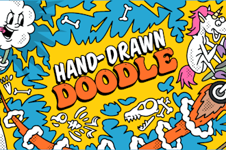 create collage of vector hand drawn doodles illustration