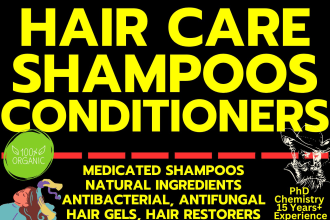 formulate shampoos, conditioners, hair care gel, hair colors