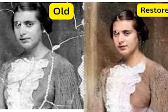 restore and colorize your old blury pics in 24 hours