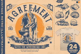 draw a retro vintage illustration design with fast delivery