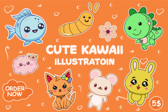 create a cute and kawaii cartoon design
