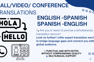 translate video, phone or conference calls spanish english