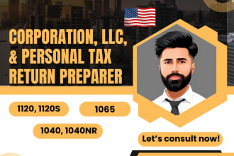 prepare and e file usa tax returns for personal, llc, c corp, s corp