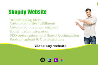 create your shopify website, online store, shopify store
