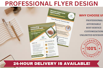 provide flyer design, one sheet, and sales flyer