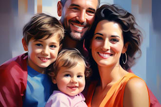 draw a family portrait into a digital painting