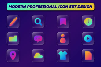 design modern icon, custom icon set, svg icons for web and app