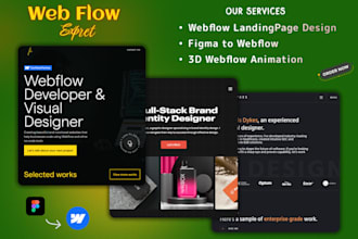 design webflow landing page, figma to webflow, 3d webflow animation