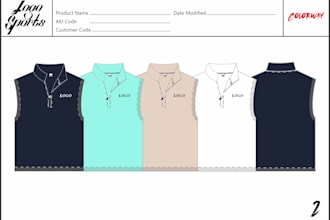 create tech pack and flat sketches for sportswear