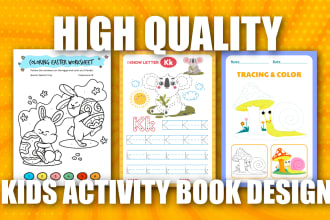 design preschool, kindergarten kids tracing, and activity worksheets, workbooks