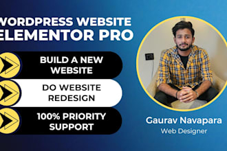 create full wordpress website using elementor pro