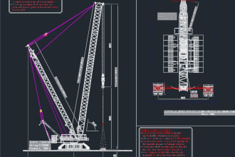 draw crane lifting plan with complete rigging study, gbp, wind speed