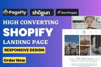create shopify landing page with pagefly, gempages, shogun, zipify