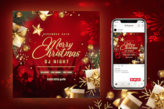 create custom christmas wish flyers for social media, festive designs