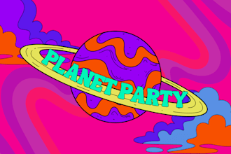 draw illustration psychedelic, futuristic, retro, artsy trippy logo