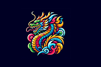 do unique japani dragon mascot logo