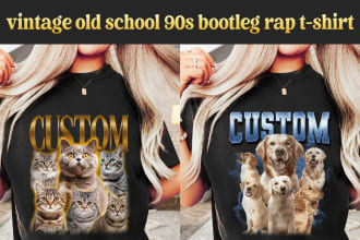 create vintage old school 90s bootleg rap t shirt for pets