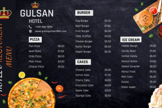 design amazing modern menu card for your hotel or restaurant